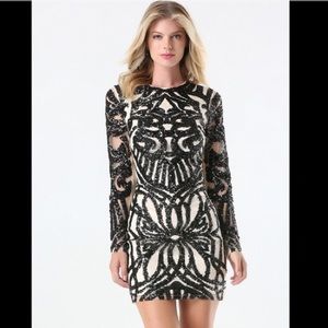 Bebe Sequins Mesh Dress